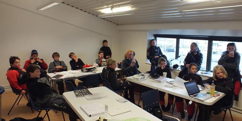 The RYA Cadet National Junior Squad in their classroom at the WPNSA photo copyright Peter Collyer taken at Weymouth & Portland Sailing Academy and featuring the Cadet class