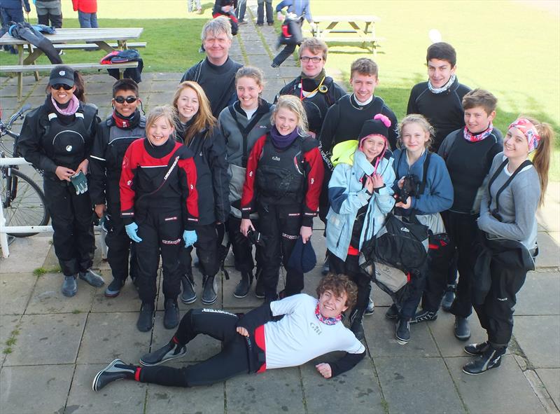 Cadet Class National Squad with coach Michael McNamara photo copyright Peter Collyer taken at Grafham Water Sailing Club and featuring the Cadet class