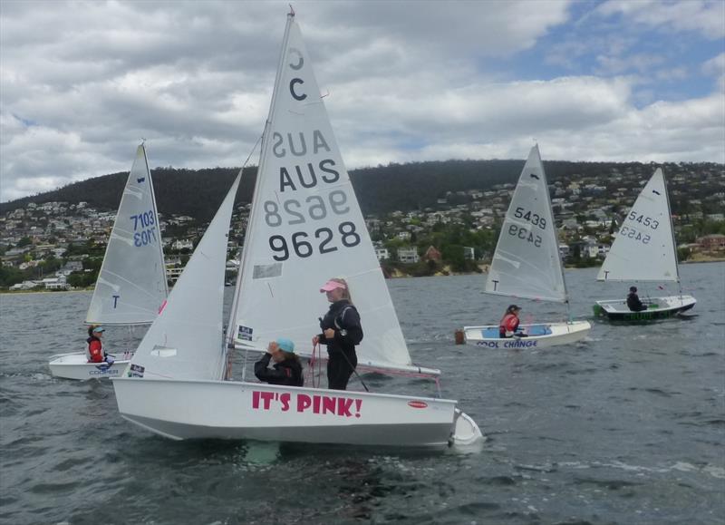 Cadet dinghy It's Pink, sailed by Issie Derclerk and Adelaide O'Donoghue during the Audi Showdown Regatta photo copyright Alex Matthews taken at Royal Yacht Club of Tasmania and featuring the Cadet class