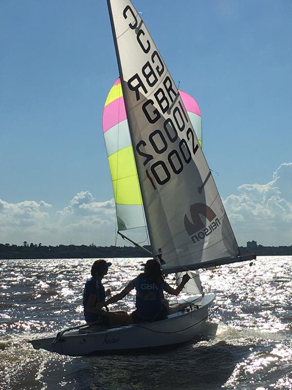 Neilson GBR Cadet World Team on day 1 of the Cadet Worlds in Buenos Aires photo copyright Ian Harris taken at Club Nautico Albatros and featuring the Cadet class