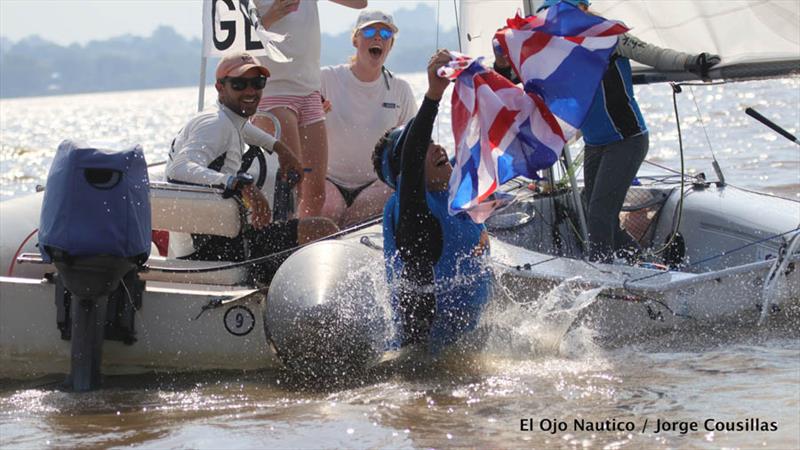 Jamie Harris and Antonia Wilkinson win 50th Cadet Worlds in Buenos Aires photo copyright El Ojo Nautico / Jore Cousillas taken at Club Nautico Albatros and featuring the Cadet class