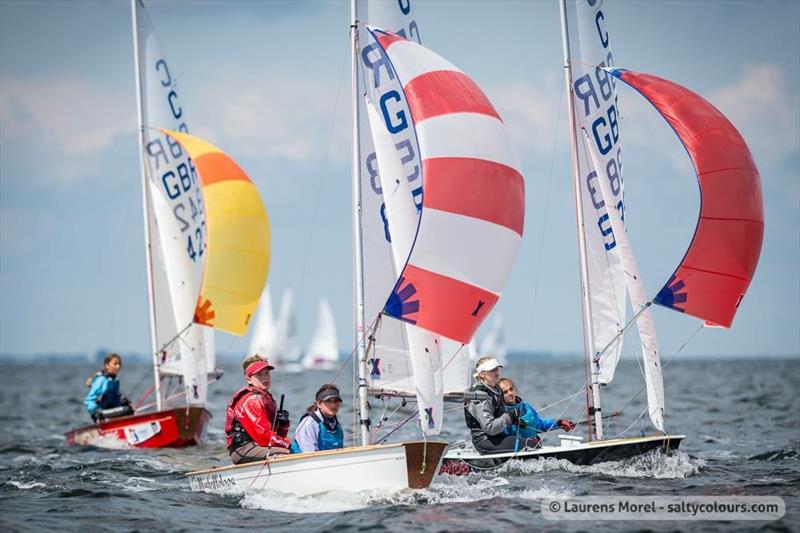 British boats in the Promotional Fleet at the 2017 Cadet Worlds photo copyright Laurens Morel / www.saltycolours.com taken at  and featuring the Cadet class
