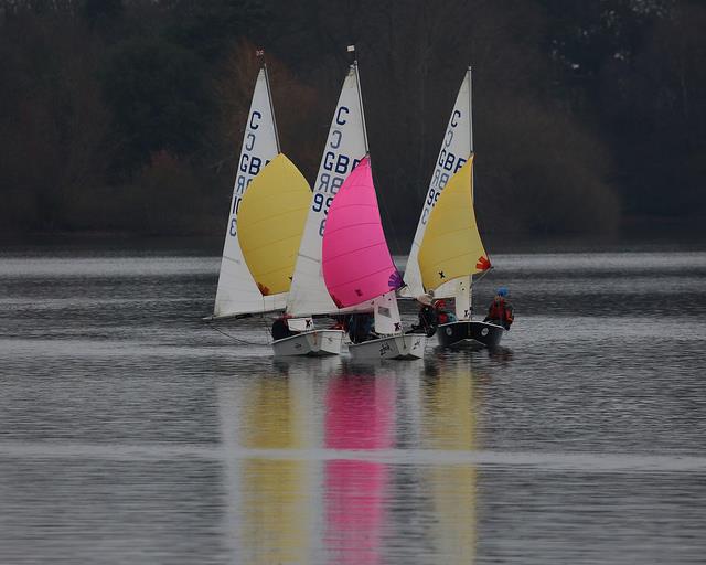 These Cadet sailors sang their way round to put some wind in their sails on day 2 of the Alton Water Frostbite Series photo copyright Tim Bees taken at Alton Water Sports Centre and featuring the Cadet class