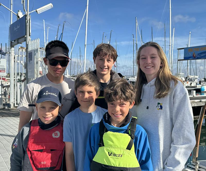 RGYC cadets heading to the 2024 Cadet World Sailing Championships: From left to right: Back row - Will Farnell, Josh Garner and Cate McCoy. Front row - Louis Davis, Jack Benyan and Jack O'Brien photo copyright Royal Geelong Yacht Club taken at Royal Geelong Yacht Club and featuring the Cadet class
