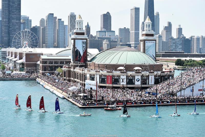 Louis Vuitton America's Cup World Series Chicago day 1 photo copyright Ricardo Pinto taken at  and featuring the Catamaran class