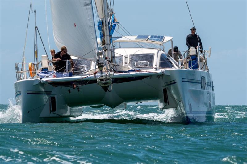 John Williams Tyee III, Multihull winner at the Festival of Sails 2017 photo copyright Steb Fisher taken at Royal Geelong Yacht Club and featuring the Catamaran class