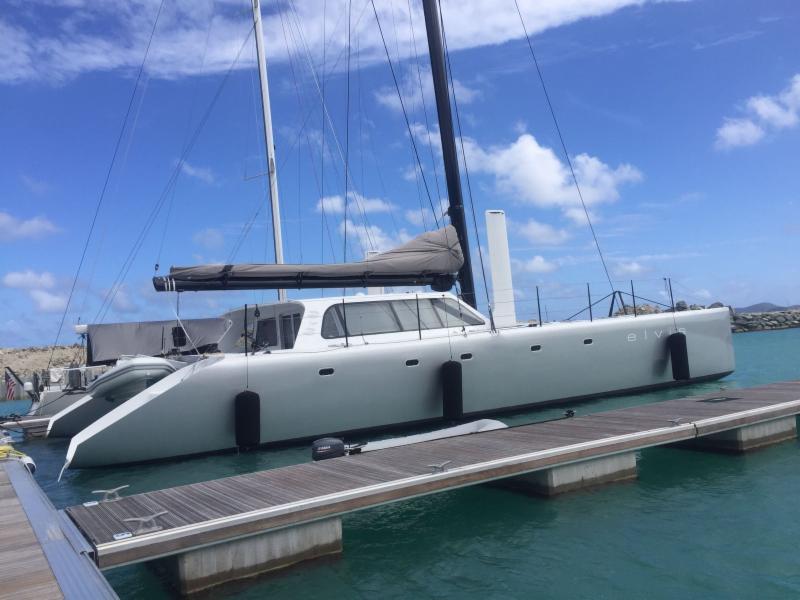Jason Carroll's Gunboat 62, Elvis docked at the new Nanny Cay Outer Marina photo copyright BVISR / ToddVanSickle taken at Royal BVI Yacht Club and featuring the Catamaran class