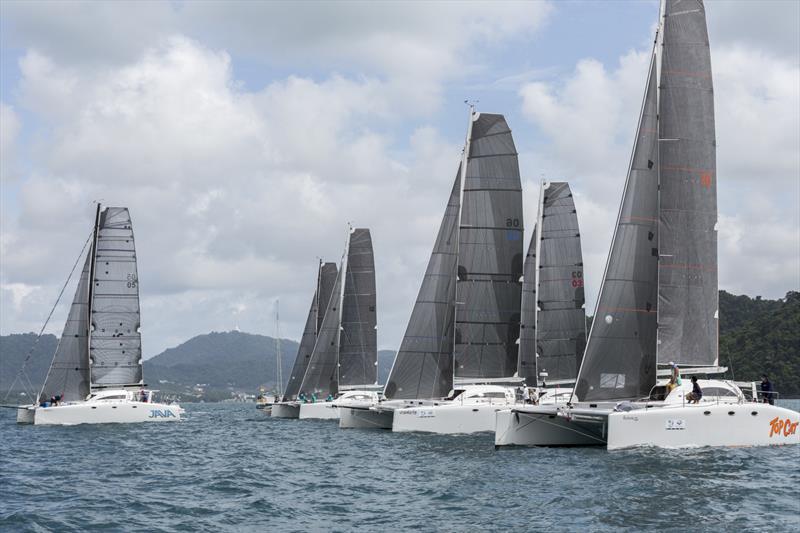 Multihull Racing start on day 2 of the 2017 Cape Panwa Hotel Phuket Raceweek photo copyright Guy Nowell taken at  and featuring the Catamaran class
