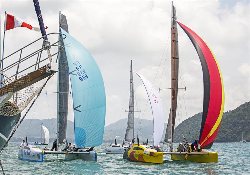 Close finishes in the Firefly 850 class on day 3 of Cape Panwa Hotel Phuket Raceweek photo copyright Guy Nowell taken at  and featuring the Catamaran class
