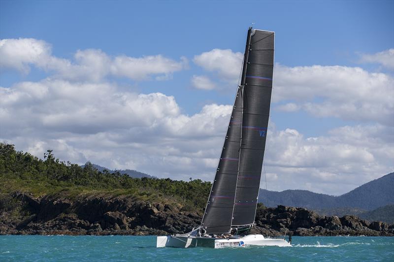 Ullman Sails on day 2 of Airlie Beach Race Week 2017 photo copyright Andrea Francolin taken at Whitsunday Sailing Club and featuring the Catamaran class