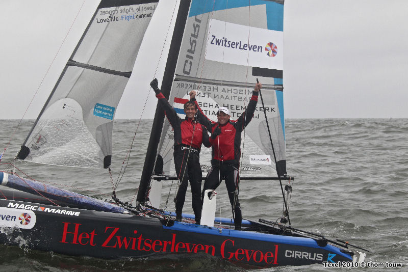 Mischa Heemskerk and Bastiaan Tentij win the Zwitserleven Round Texel Race photo copyright Thom Touw taken at  and featuring the Catamaran class
