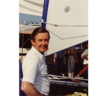 Jon Montgomery at the launch of the Catapult class at the Southampton Boat Show in 1982