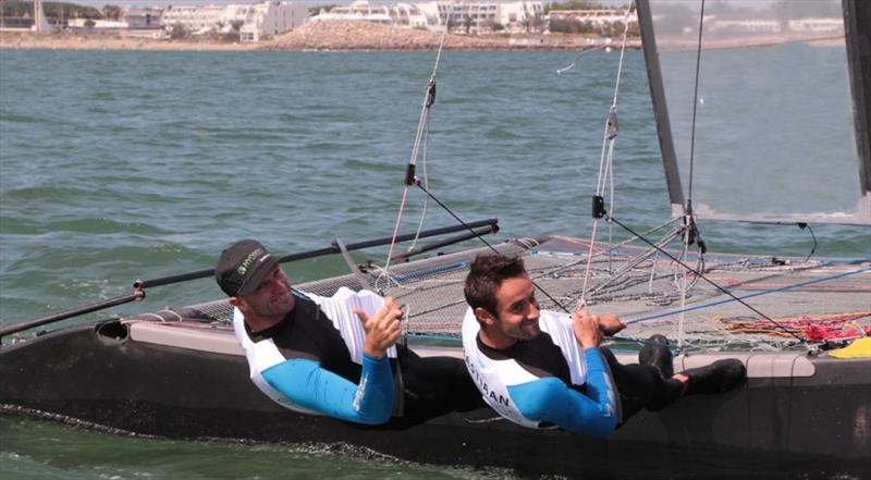 Mischa Heemskerk and Bastiaan Tentij sail the Team Hydros C-Class catamaran for the first time photo copyright Hydros taken at  and featuring the C Class Cat class