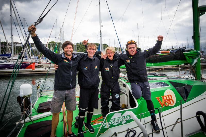 Antoine Carpentier, Samuel Manuard, Samuel Manuard and Jonas Gerckens win in the Class40 in the Rolex Fastnet Race photo copyright ELWJ Photography / RORC taken at Royal Ocean Racing Club and featuring the Class 40 class