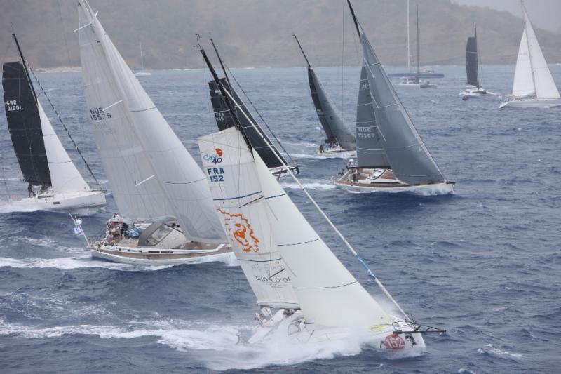 The Class40 and IRC 1 fleet set off at 1140 AST in squally conditions - photo © Tim Wright/Photoaction.com