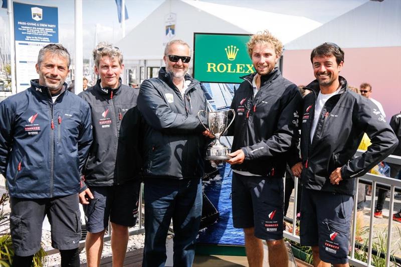 Berry's 2019 Rolex Fastnet Race winning crew including Mini Transat winners Corentin Douguet and Fred Denis photo copyright Paul Wyeth / pwpictures.com  taken at Royal Ocean Racing Club and featuring the Class 40 class