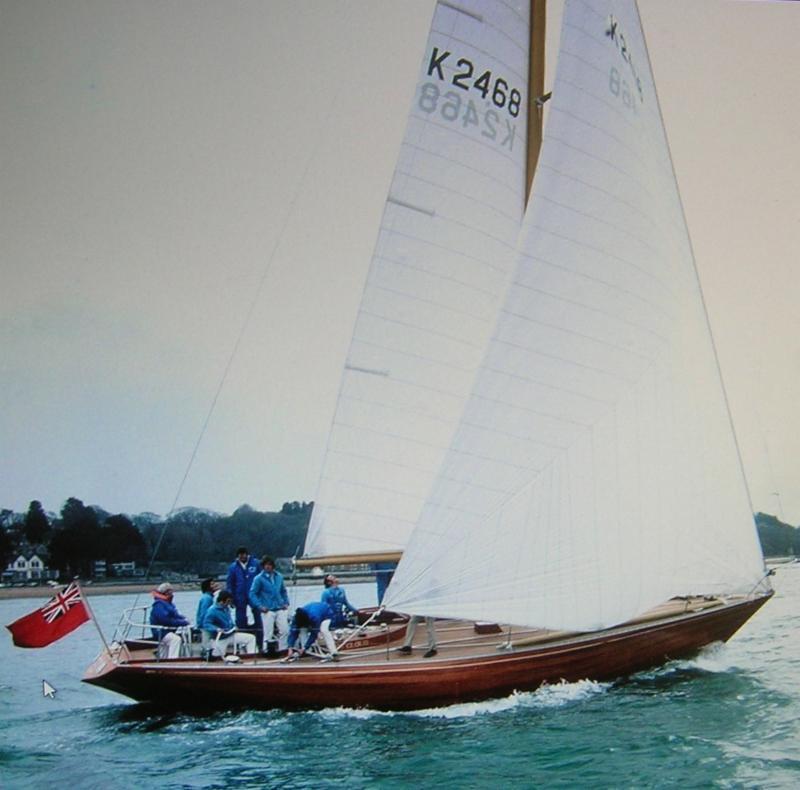 Morning Cloud III racing off Cowes with Sir Edward at the helm photo copyright Arundells taken at  and featuring the Classic Yachts class