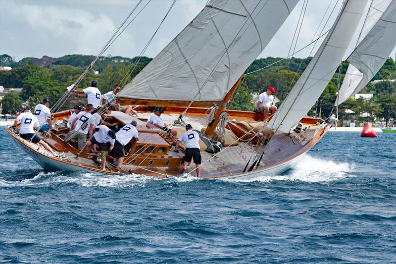 The Blue Peter on Mount Gay Round Barbados Series day 1 photo copyright Peter Marshall / MGRBR taken at Barbados Cruising Club and featuring the Classic Yachts class