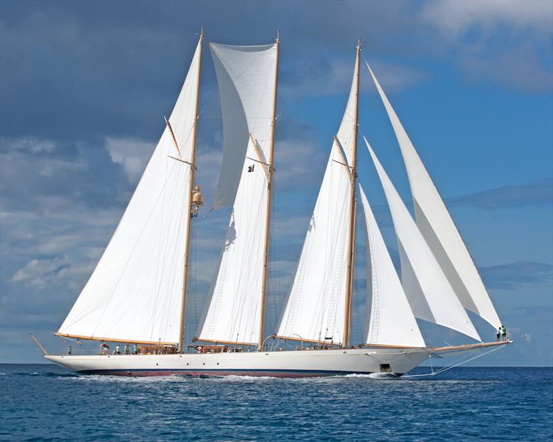 The beautiful 65m schooner Adix wins the Classic class in the Mount Gay Round Barbados Race - photo © Peter Marshall / MGRBR