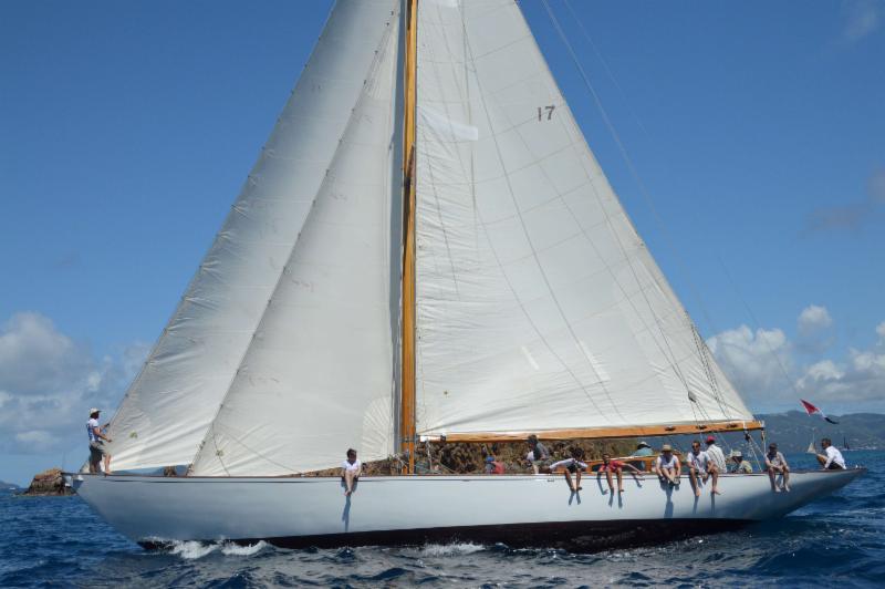 The oldest boat in the BVI Sailing Festival, Matt Barker's The Blue Peter during the Nanny Cay Cup at the BVI Spring Regatta - photo © BVISR / ToddVanSickle