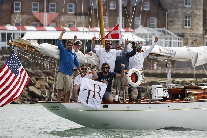 Dorade finishing the Transatlantic Race 2015 photo copyright Paul Wyeth / www.pwpictures.com taken at Royal Yacht Squadron and featuring the Classic Yachts class