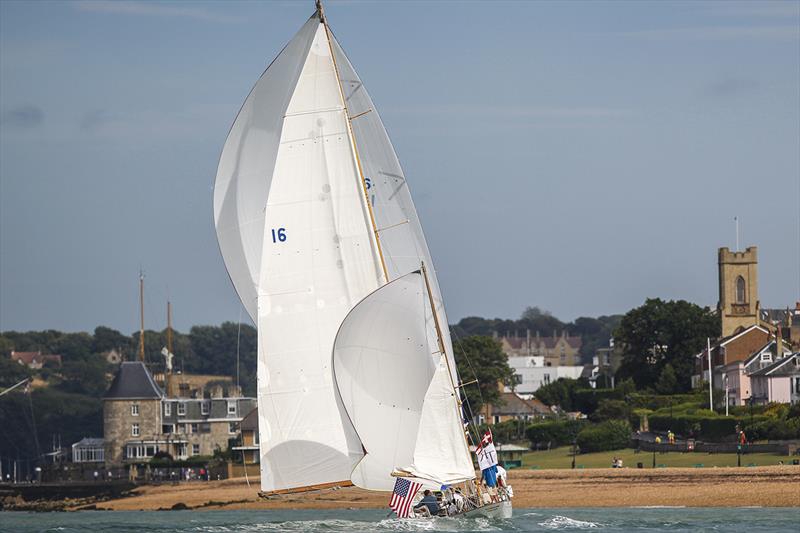Dorade finishing the Transatlantic Race 2015 in Cowes photo copyright Paul Wyeth / www.pwpictures.com taken at Royal Yacht Squadron and featuring the Classic Yachts class