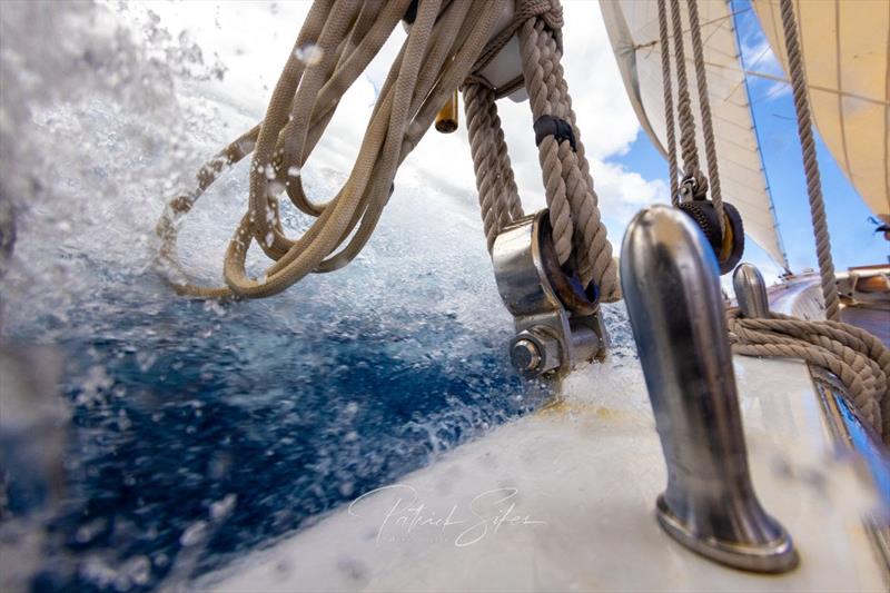 Gunnels under water - 2022 Antigua Classic Yacht Regatta photo copyright Patrick S taken at Antigua Yacht Club and featuring the Classic Yachts class