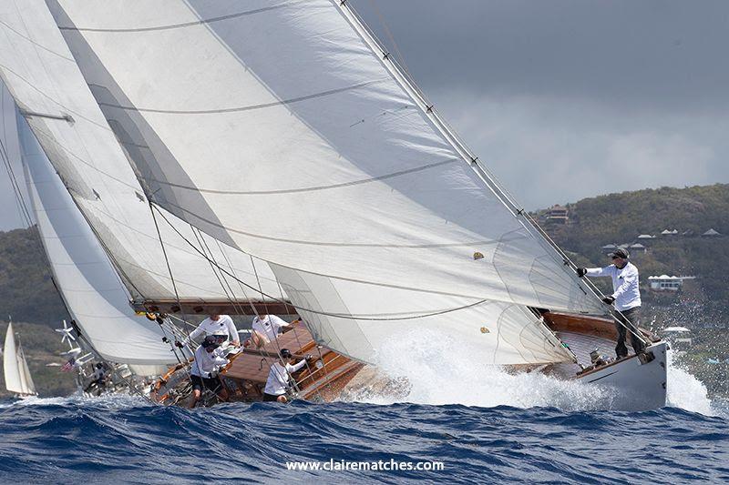 2023 Antigua Classic Yacht Regatta - The Blue Peter, 65' Alfred Mylne cutter won Vintage & Classic class photo copyright Claire Matches / www.clairematches.com taken at Antigua Yacht Club and featuring the Classic Yachts class