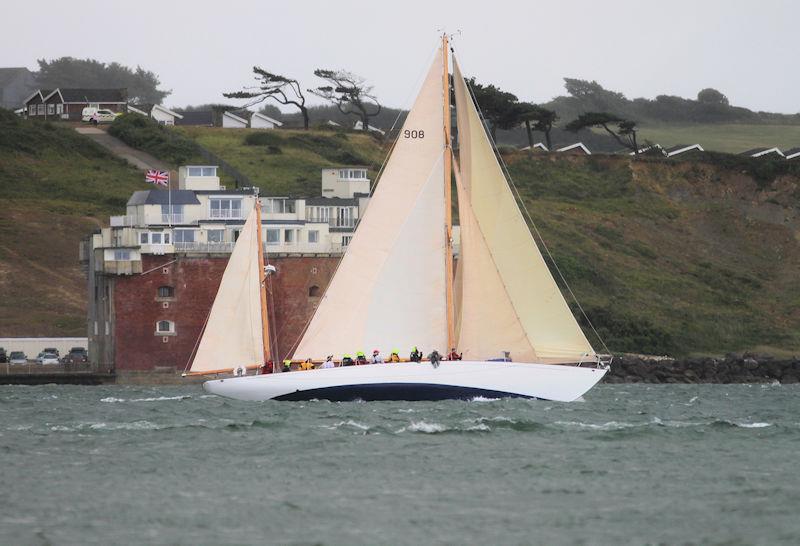 The 2023 Round the Island Race fleet pass through the Hurst narrows photo copyright Sam Jardine taken at Island Sailing Club, Cowes and featuring the Classic Yachts class