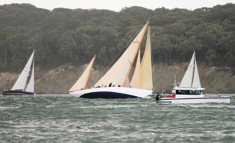 The 2023 Round the Island Race fleet pass through the Hurst narrows photo copyright Sam Jardine taken at Island Sailing Club, Cowes and featuring the Classic Yachts class