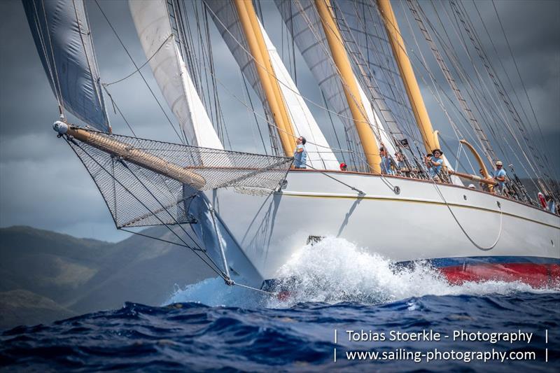 Three masted, 178-foot schooner Adix is returning to race in the Classics - Antigua Classic Yacht Regatta - photo © Tobias Stoerkle
