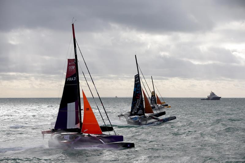 Ocean Fifty boats are taking the start of Transat Jacques Vabre in Le Havre, France, on October 29, 2023 photo copyright Jean-Marie Liot taken at  and featuring the OCEAN50 class