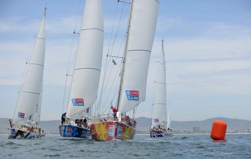 The Clipper 2017-18 Race fleet depart Cape Town for Race 3: The Dell Latitude Rugged Race photo copyright Bruce Sutherland taken at  and featuring the Clipper 70 class