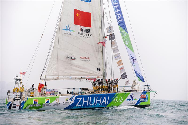 Zhuhai team on departure from Qingdao - Clipper 2023-24 Race photo copyright Clipper Race taken at  and featuring the Clipper 70 class