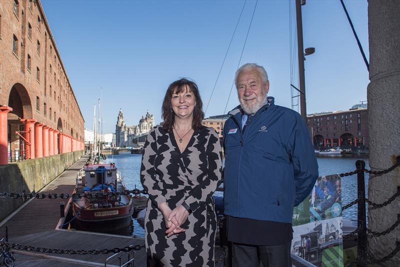 LCC Deputy Mayor, Cllr Ann O'Byrne and Clipper Race Chairman Sir Robin Knox-Johnston in Albert Dock, Liverpool photo copyright Anthony Devlin / PA Wire taken at  and featuring the Clipper Ventures class