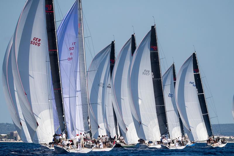 Fabulous Swan One Design spectacle in Palma on day 3 of The Nations Trophy photo copyright Nautor's Swan / Studio Borlenghi taken at Real Club Náutico de Palma and featuring the ClubSwan 50 class