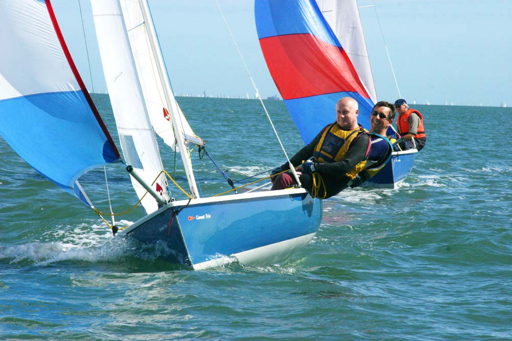 Action from the Comet Trio Nationals at Warsash Sailing Club photo copyright Eddie Mays taken at Warsash Sailing Club and featuring the Comet Trio class
