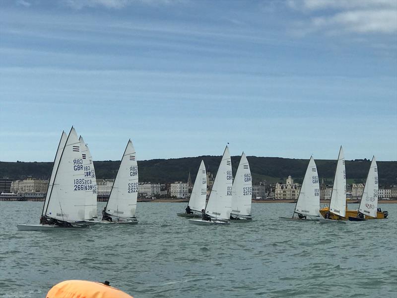 The fleet start during the Eastbourne Contender Open photo copyright Ben Daigneault taken at Eastbourne Sovereign Sailing Club and featuring the Contender class