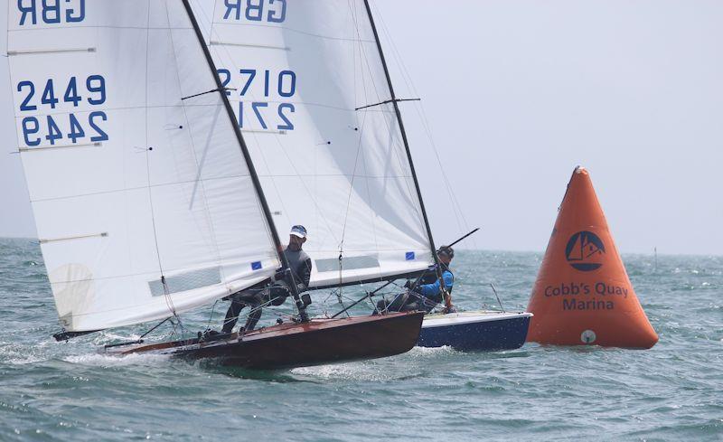Rob Smith and Gary Langdown at the leeward mark in the Contender Southern Championship at Highcliffe photo copyright Sarah Desjonqueres taken at Highcliffe Sailing Club and featuring the Contender class