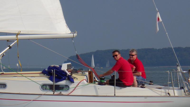 Rob Milledge on Contessa Catherine during the Hamble Scramble photo copyright Alastair Beeton taken at Lymington Town Sailing Club and featuring the Contessa 32 class