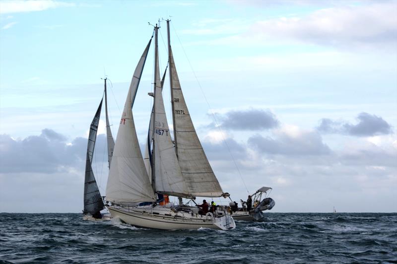 Micheal and Carina Foreman's Wandering Star during the Rossborough Round the Island (Jersey) Race photo copyright Simon Ropert taken at Royal Channel Islands Yacht Club and featuring the Cruising Yacht class