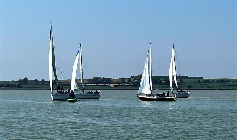 Second RHYC 'Catch Me if you Can' pursuit: Islay, Allegro, Merry J and Meribel converging at one of the turning marks on the Stour photo copyright Steph Hensley taken at Royal Harwich Yacht Club and featuring the Cruising Yacht class
