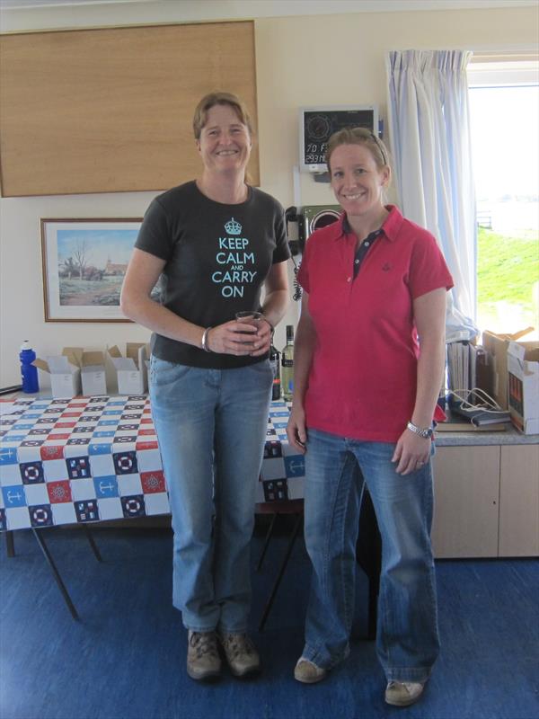 Jenny Ball (Keeping Calm) the Marconi Sprint 15 TT winner, getting her prize from Michaela Dowley, Marconi SC Commodore photo copyright Bob Carter taken at Marconi Sailing Club and featuring the Dart 15 class