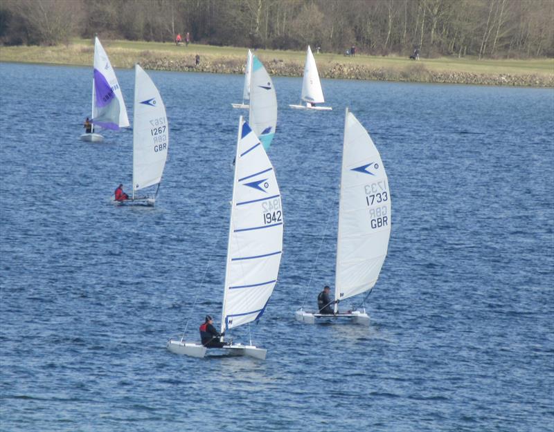 Richard Philpott leads in Chris Black's old boat during the Chris Black Sprint 15 Icicle Winter Event at Grafham photo copyright Bob Carter taken at Grafham Water Sailing Club and featuring the Dart 15 class