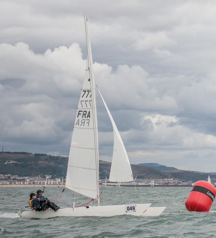 Herve Le Maux and Abbey Jupp during Dart 18 European Championship at Mumbles photo copyright Simon Jenkins taken at Mumbles Yacht Club and featuring the Dart 18 class