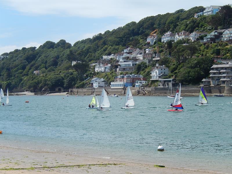Salcombe juniors prepare for their start in race 2 of the Salcombe Yacht Club Summer Series photo copyright Malcolm Mackley taken at Salcombe Yacht Club and featuring the Dinghy class