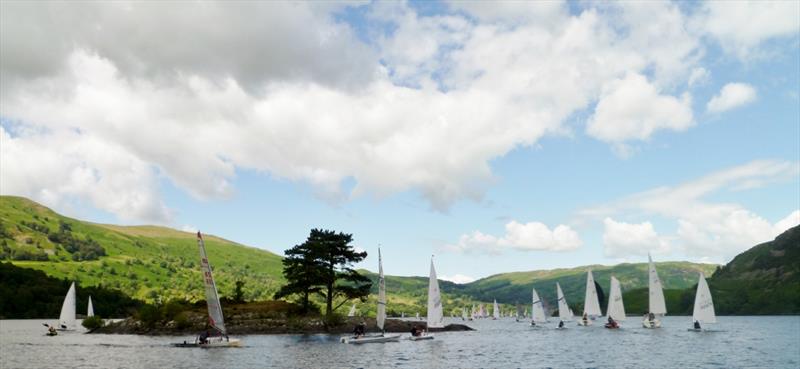 Rounding Wall Holm island during the 2014 Lord Birkett Trophy race at Ullswate - photo © Sue Giles