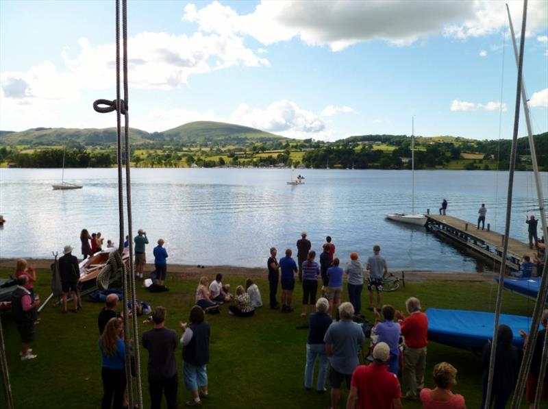 Open Canoe sailed by Graham Dibsdall crossing the finishing line after six hours during the 2014 Lord Birkett Trophy race at Ullswate photo copyright Sue Giles taken at Ullswater Yacht Club and featuring the Dinghy class