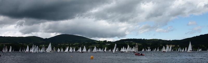 A record number of boats race off down Ullswater just after the start of the Birkett on Saturday - photo © Holly Rawlings