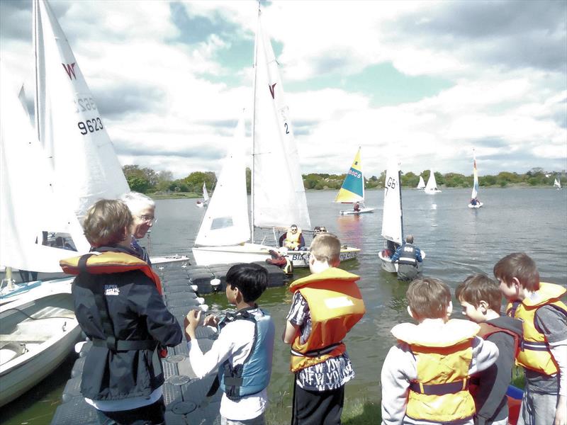 Children eagerly awaiting their turn at the Blackwater Sailing Club Open Day photo copyright Chris Nichols taken at Blackwater Sailing Club and featuring the Dinghy class